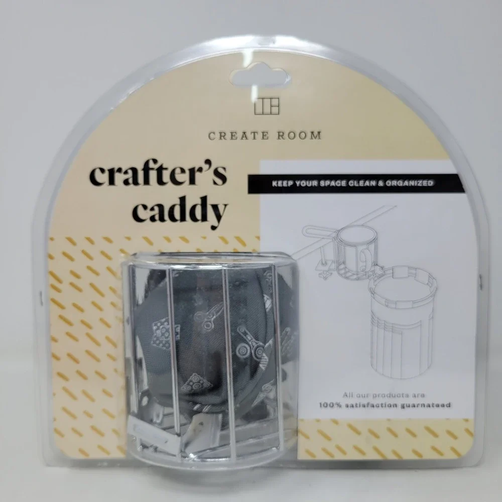 Create Room Crafter's Caddy Desk‎ Organizer Cup Holder Clamp-on Chrome New